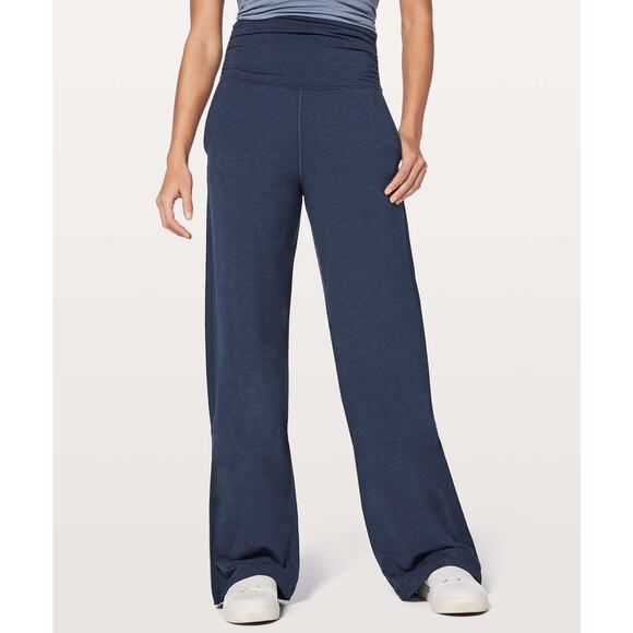 Lululemon Pants - Lululemon Take It Easy Wide Legged Heathered Mod Blue Lounge Pants